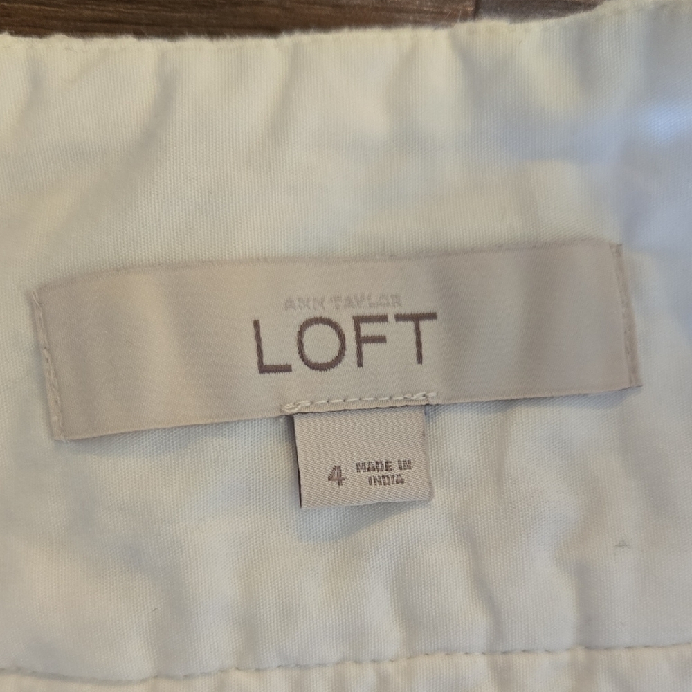 LOFT White Floral Textured A-Line Skirt - Picture 2 of 7